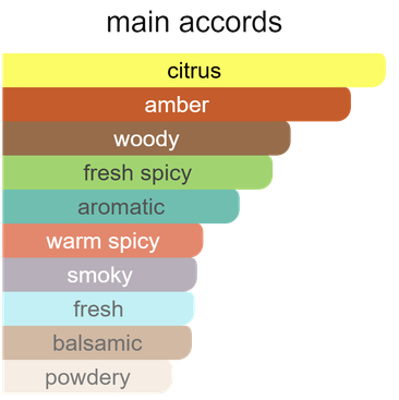 Main accords for Blue Intense as shown in the Mini Scents catalogue